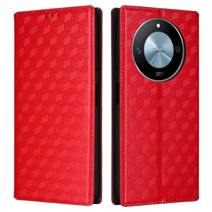 For Honor X9c Smart 5G / X60 5G Wallet Case Rhombus Imprinted Leather Phone Cover - Red