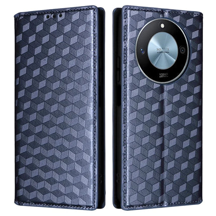 For Honor X9c Smart 5G / X60 5G Wallet Case Rhombus Imprinted Leather Phone Cover - Blue
