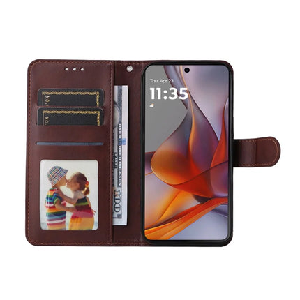 For Motorola Moto G75 5G PU Leather Wallet Case ENKAY Phone Stand Cover with Tempered Glass Film