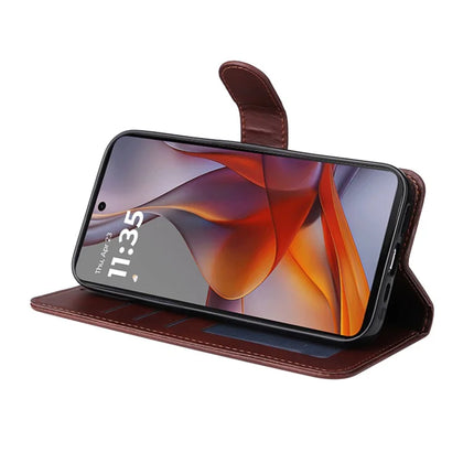 For Motorola Moto G75 5G PU Leather Wallet Case ENKAY Phone Stand Cover with Tempered Glass Film