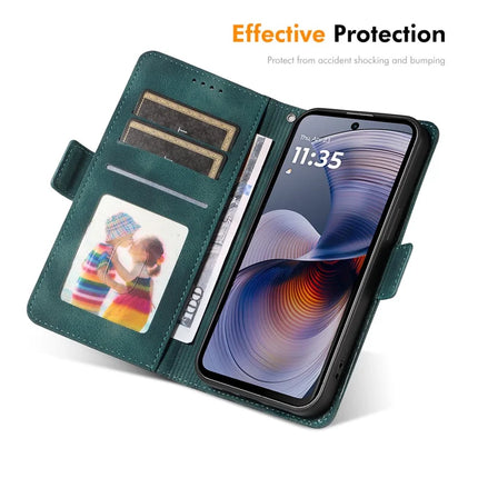 For Motorola Moto G55 5G Wallet Case ENKAY Imprint PU Leather Phone Stand Cover with Tempered Glass