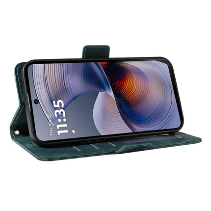 For Motorola Moto G55 5G Wallet Case ENKAY Imprint PU Leather Phone Stand Cover with Tempered Glass