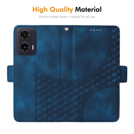 For Motorola Moto G35 5G Wallet Case ENKAY Imprint PU Leather Phone Stand Cover with Tempered Glass