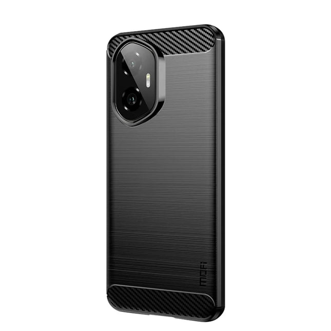 For Honor 300 Back Cover MOFI Brushed Texture Carbon Fiber Soft TPU Case - Black