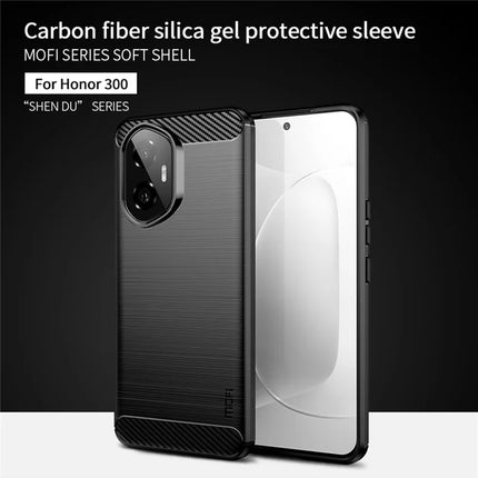 For Honor 300 Back Cover MOFI Brushed Texture Carbon Fiber Soft TPU Case