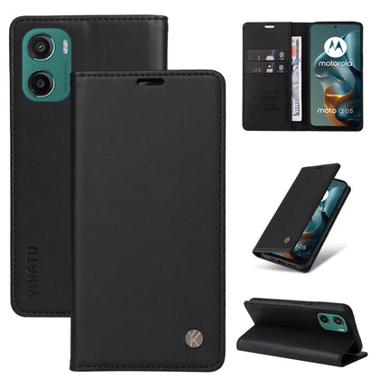 For Motorola Moto G05 4G Wallet Case YIKATU YK- 001 PU Leather Phone Cover with Stand - Black