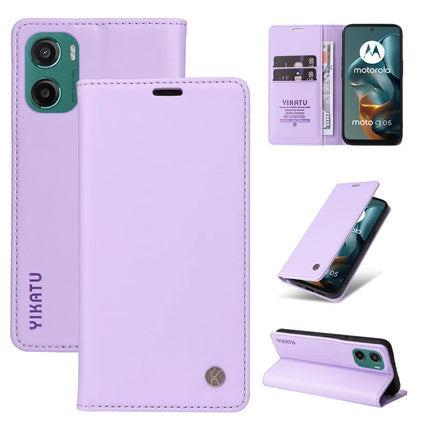 For Motorola Moto G05 4G Wallet Case YIKATU YK- 001 PU Leather Phone Cover with Stand -  Light Purple