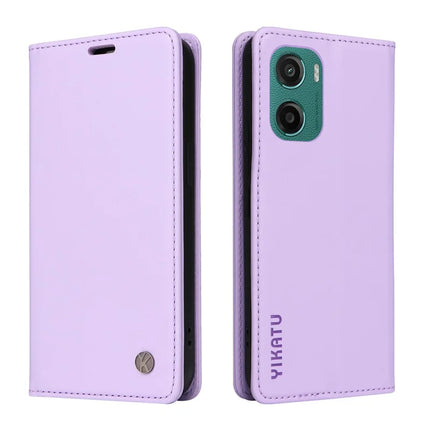 For Motorola Moto G05 4G Wallet Case YIKATU YK- 001 PU Leather Phone Cover with Stand -  Light Purple