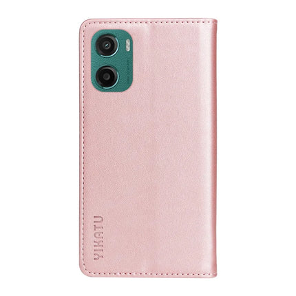 For Motorola Moto G05 4G Wallet Case YIKATU YK- 001 PU Leather Phone Cover with Stand -  Rose Gold