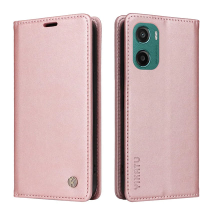 For Motorola Moto G05 4G Wallet Case YIKATU YK- 001 PU Leather Phone Cover with Stand -  Rose Gold