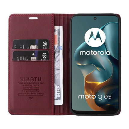 For Motorola Moto G05 4G Wallet Case YIKATU YK- 001 PU Leather Phone Cover with Stand