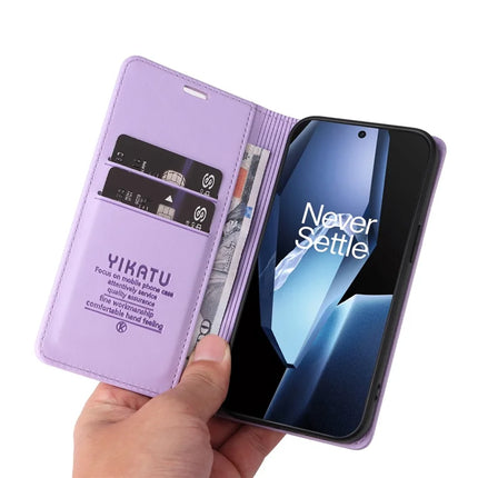 For OnePlus Ace 5G Wallet Case YIKATU YK- 001 PU Leather Phone Cover with Stand -  Light Purple