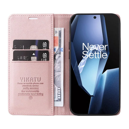 For OnePlus Ace 5G Wallet Case YIKATU YK- 001 PU Leather Phone Cover with Stand -  Rose Gold