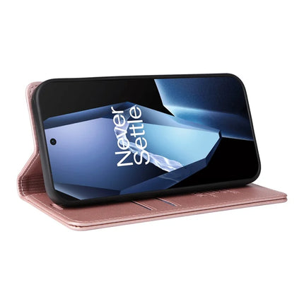 For OnePlus Ace 5G Wallet Case YIKATU YK- 001 PU Leather Phone Cover with Stand -  Rose Gold