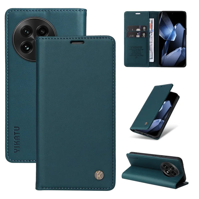 For OnePlus 13 Wallet Case YIKATU YK- 001 PU Leather Phone Cover with Stand - Green