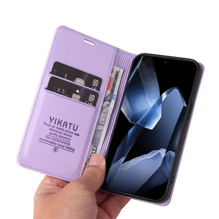For OnePlus 13 Wallet Case YIKATU YK- 001 PU Leather Phone Cover with Stand -  Light Purple