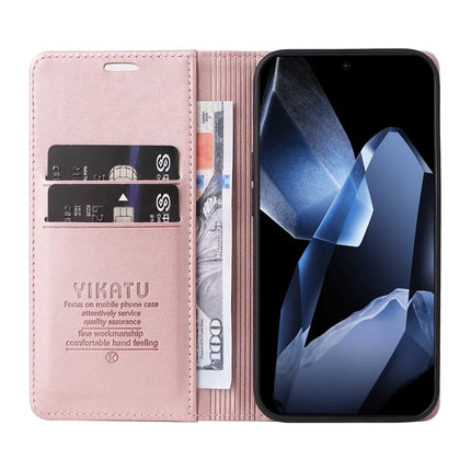 For OnePlus 13 Wallet Case YIKATU YK- 001 PU Leather Phone Cover with Stand -  Rose Gold