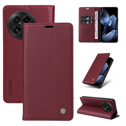 For OnePlus 13 Wallet Case YIKATU YK- 001 PU Leather Phone Cover with Stand - Wine Red