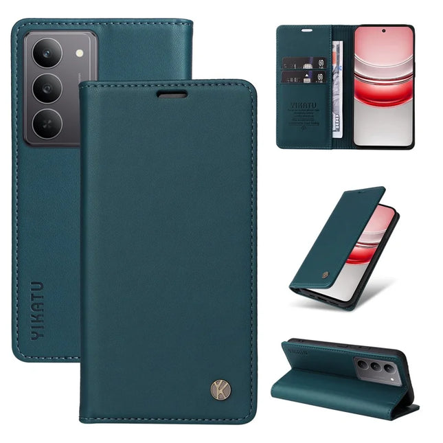 For Realme C75 Wallet Case YIKATU YK- 001 PU Leather Phone Cover with Stand - Green
