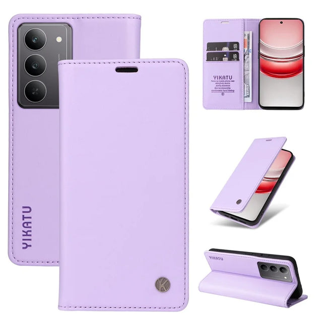 For Realme C75 Wallet Case YIKATU YK- 001 PU Leather Phone Cover with Stand -  Light Purple