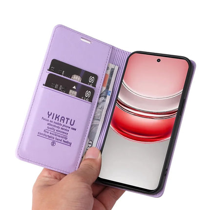 For Realme C75 Wallet Case YIKATU YK- 001 PU Leather Phone Cover with Stand -  Light Purple
