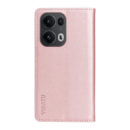 For Oppo Reno13 Pro 5G Wallet Case YIKATU YK- 001 PU Leather Phone Cover with Stand -  Rose Gold