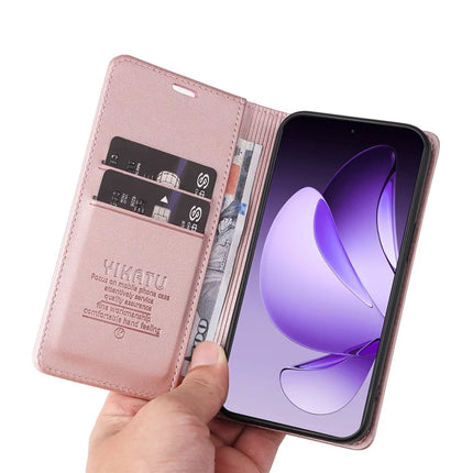 For Oppo Reno13 Pro 5G Wallet Case YIKATU YK- 001 PU Leather Phone Cover with Stand -  Rose Gold