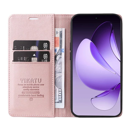 For Oppo Reno13 Pro 5G Wallet Case YIKATU YK- 001 PU Leather Phone Cover with Stand -  Rose Gold