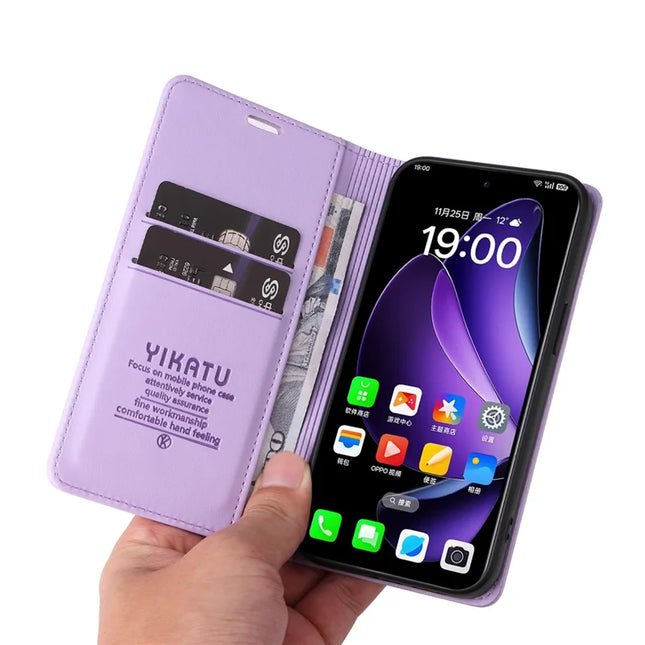 For Oppo Reno13 5G (Global) Wallet Case YIKATU YK- 001 PU Leather Phone Cover with Stand -  Light Purple
