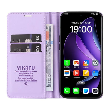 For Oppo Reno13 5G (Global) Wallet Case YIKATU YK- 001 PU Leather Phone Cover with Stand -  Light Purple