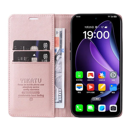 For Oppo Reno13 5G (Global) Wallet Case YIKATU YK- 001 PU Leather Phone Cover with Stand -  Rose Gold