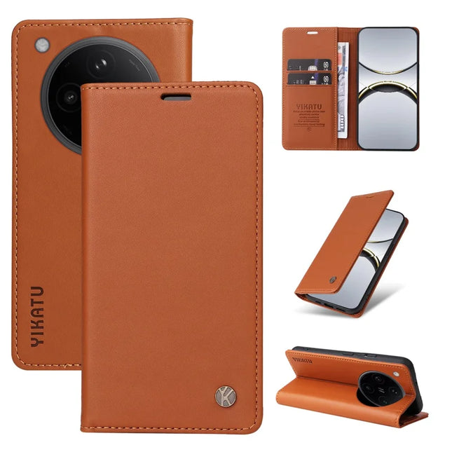 For Oppo Find X8 Pro 5G Wallet Case YIKATU YK- 001 PU Leather Phone Cover with Stand - Brown