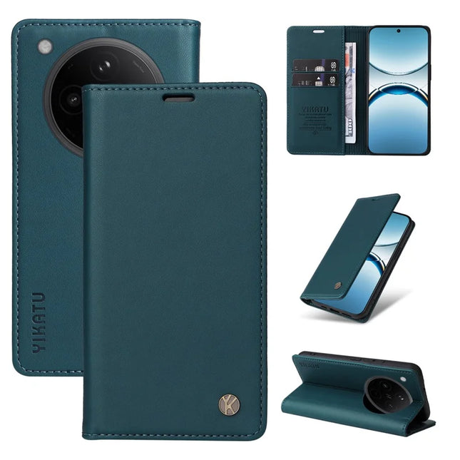 For Oppo Find X8 5G Wallet Case YIKATU YK- 001 PU Leather Phone Cover with Stand - Green