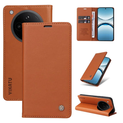 For Oppo Find X8 5G Wallet Case YIKATU YK- 001 PU Leather Phone Cover with Stand - Brown
