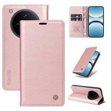 For Oppo Find X8 5G Wallet Case YIKATU YK- 001 PU Leather Phone Cover with Stand -  Rose Gold