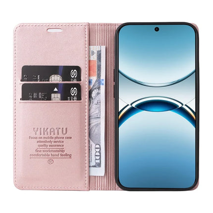 For Oppo Find X8 5G Wallet Case YIKATU YK- 001 PU Leather Phone Cover with Stand -  Rose Gold