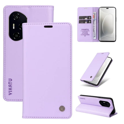 For Honor 300 Ultra / Honor 300 Pro Wallet Case YIKATU YK- 001 PU Leather Phone Cover with Stand -  Light Purple