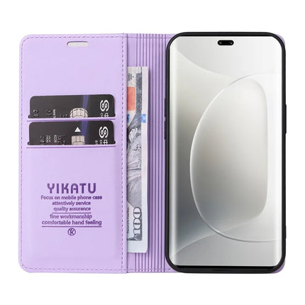 For Honor 300 Ultra / Honor 300 Pro Wallet Case YIKATU YK- 001 PU Leather Phone Cover with Stand -  Light Purple