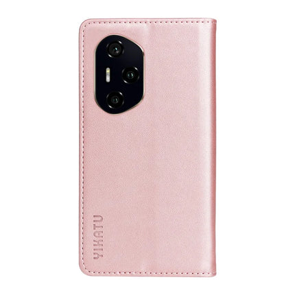 For Honor 300 Ultra / Honor 300 Pro Wallet Case YIKATU YK- 001 PU Leather Phone Cover with Stand -  Rose Gold