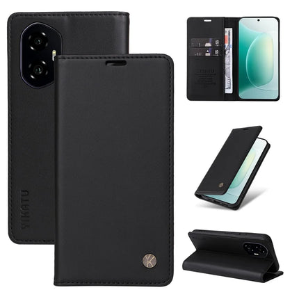 For Honor 300 Wallet Case YIKATU YK- 001 PU Leather Phone Cover with Stand - Black