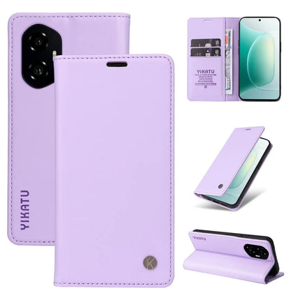 For Honor 300 Wallet Case YIKATU YK- 001 PU Leather Phone Cover with Stand -  Light Purple