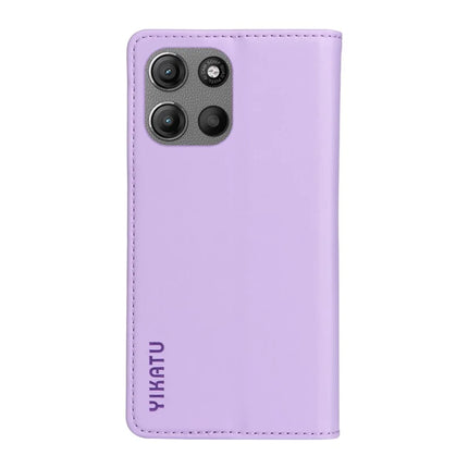 For Motorola Moto G15 4G Wallet Case YIKATU YK- 001 PU Leather Phone Cover with Stand -  Light Purple