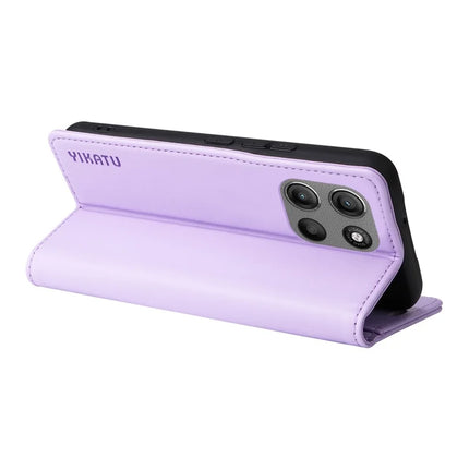 For Motorola Moto G15 4G Wallet Case YIKATU YK- 001 PU Leather Phone Cover with Stand -  Light Purple