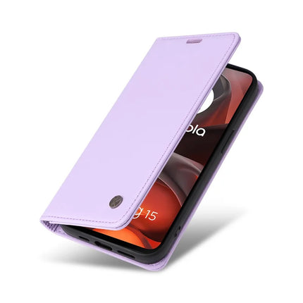 For Motorola Moto G15 4G Wallet Case YIKATU YK- 001 PU Leather Phone Cover with Stand -  Light Purple