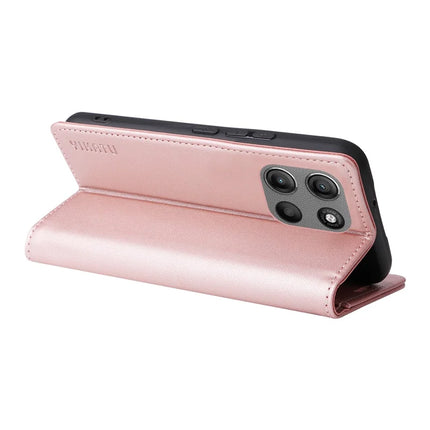 For Motorola Moto G15 4G Wallet Case YIKATU YK- 001 PU Leather Phone Cover with Stand -  Rose Gold