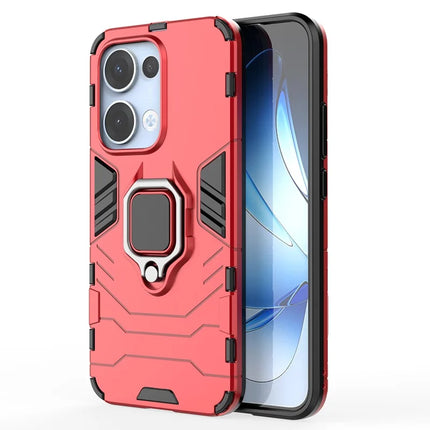 For Oppo Reno13 5G (Global) Case PC + TPU Protective Phone Cover with Ring Kickstand - Red