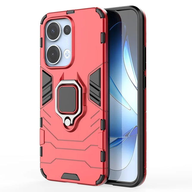 For Oppo Reno13 5G (Global) Case PC + TPU Protective Phone Cover with Ring Kickstand - Red
