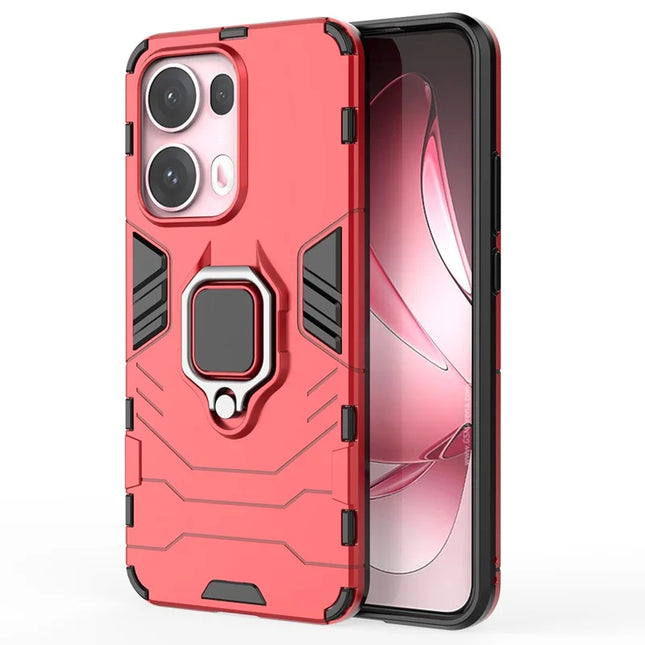 For Oppo Reno13 Pro 5G Case PC + TPU Protective Phone Cover with Ring Kickstand - Red