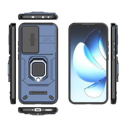 For Oppo Reno13 5G (Global) Case PC + TPU Kickstand Phone Protector with Lens Cover