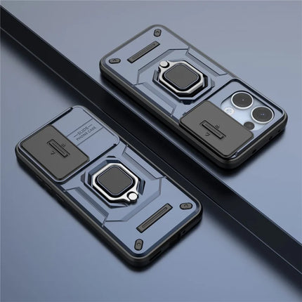 For Oppo Reno13 5G (Global) Case PC + TPU Kickstand Phone Protector with Lens Cover